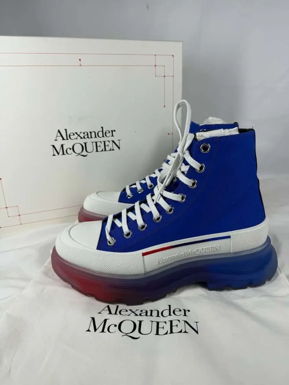 Alexander McQueen Tread Slick Lace-UP Boots Blue US 12 SPB-TS 368332